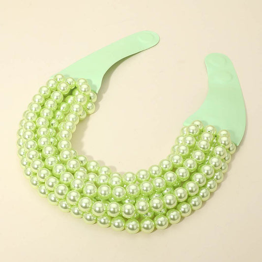 Multi Layered Pearl Beaded Collar Magnetic Necklace