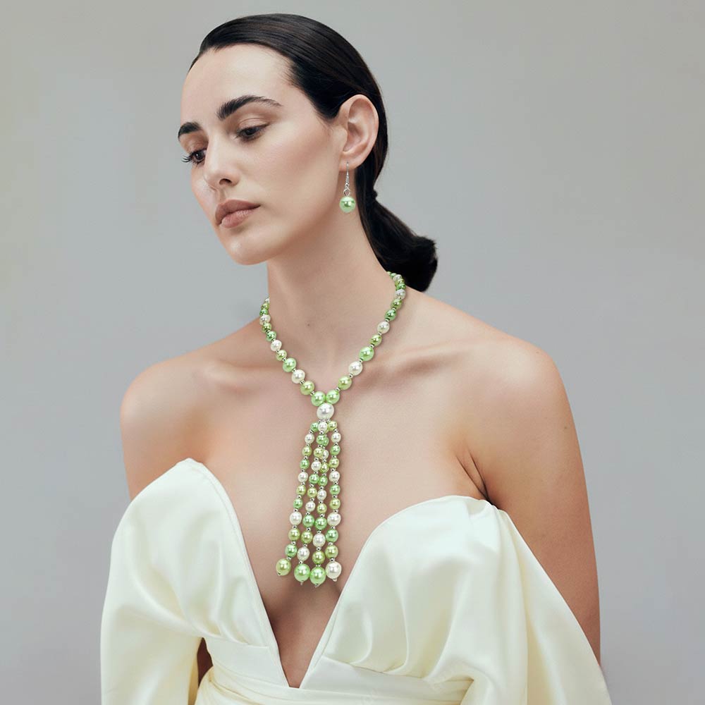 Pearl Cluster Tassel Statement Necklace