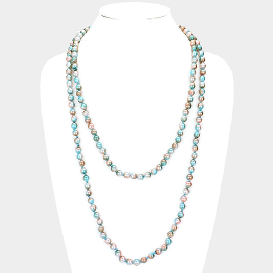 Multi Colored Pearl Long Necklace