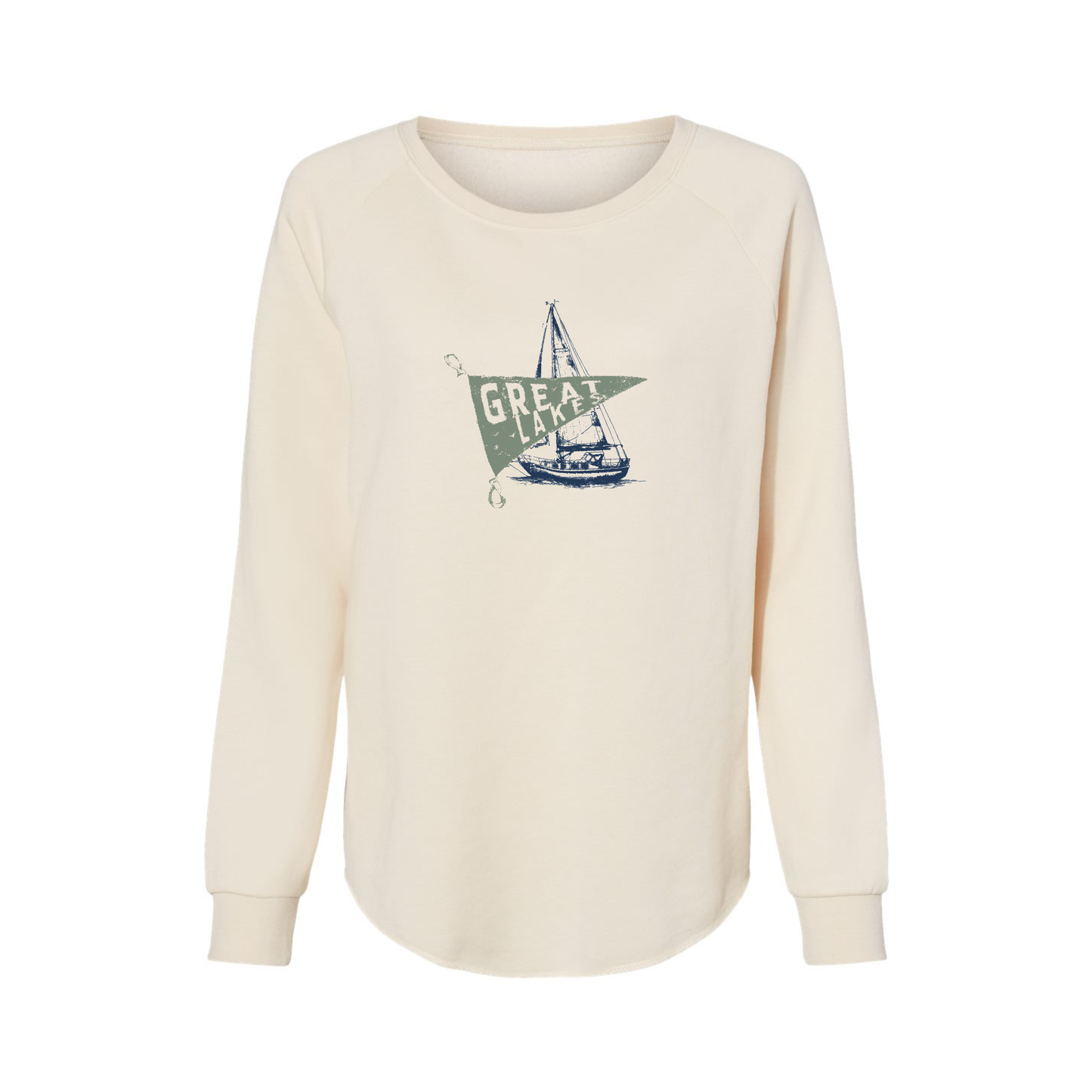 Great Lakes Sailboat Premium Crewneck Sweatshirt | Vintage Lake Life Graphic Pullover