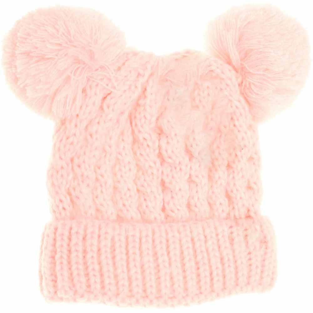 Kids Solid Double Pom C.C Beanies