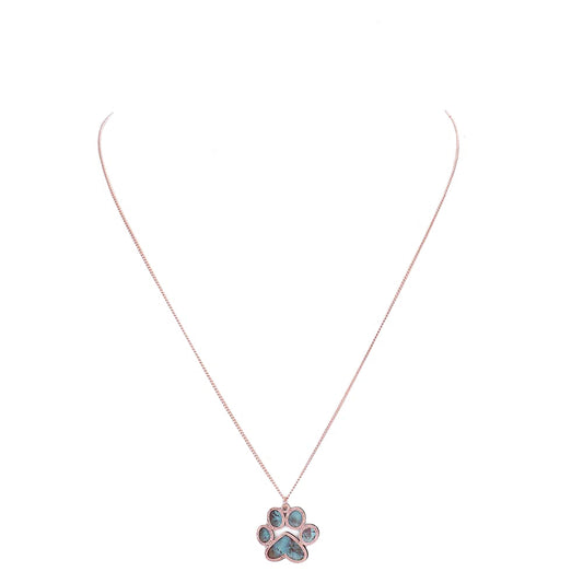Two Tone Brass Metal Paw Pendant Necklace