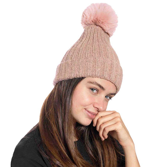Beautiful Cable Knit Pom Pom Beanie Hat