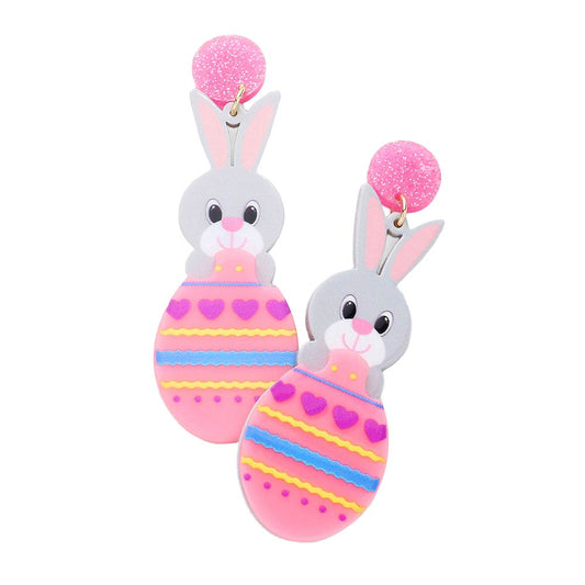 Resin Easter Bunny Egg Dangle Earrings