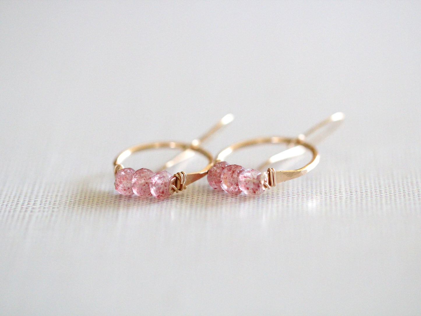 Posy Hoops - Strawberry Quartz