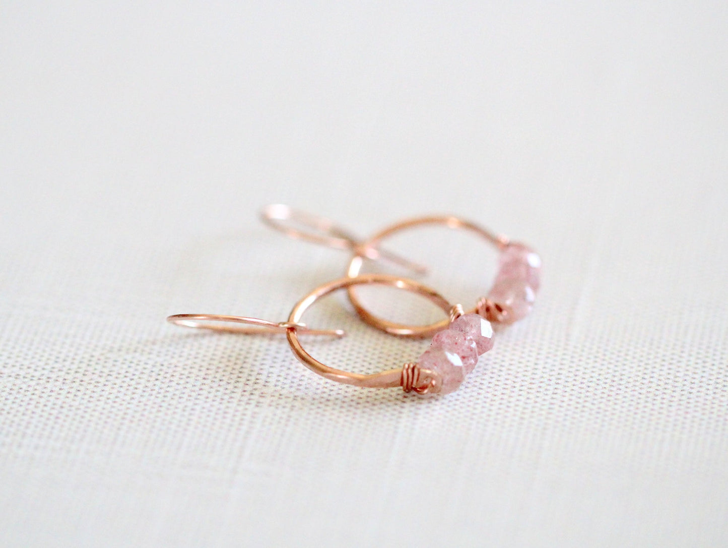 Posy Hoops - Strawberry Quartz