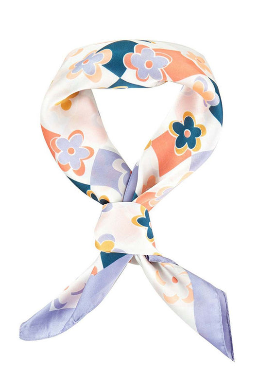 Floral Checkered Pattern Bandana Summer Scarf