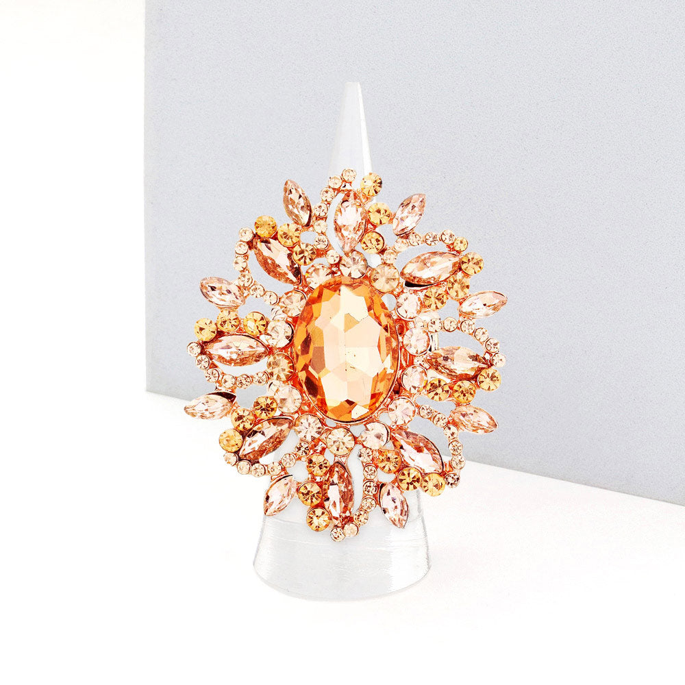 Oval Crystal Cluster Stretch Ring
