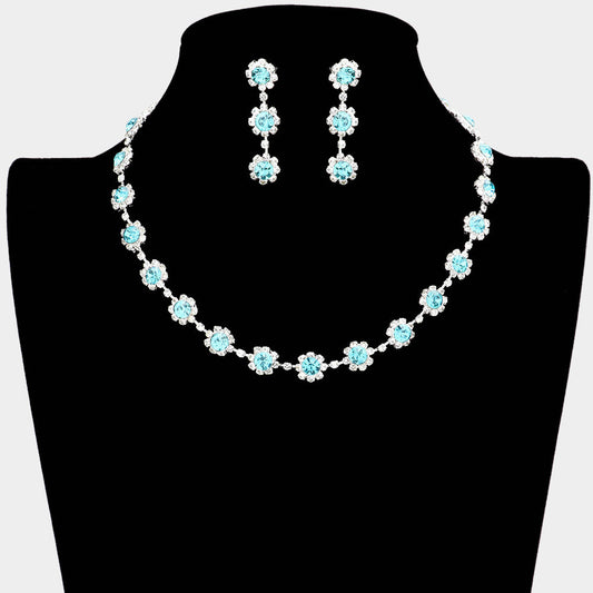 Floral Crystal Rhinestone Collar Necklace