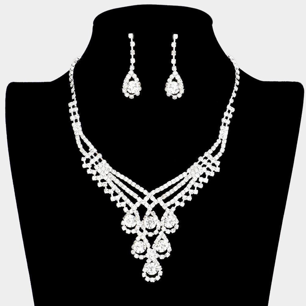 Crystal Rhinestone Teardrop Glass Necklace