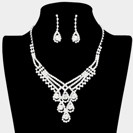 Crystal Rhinestone Teardrop Glass Necklace