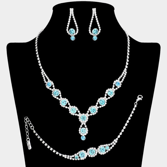 Rhinestone Bubble Necklace Jewelry Set