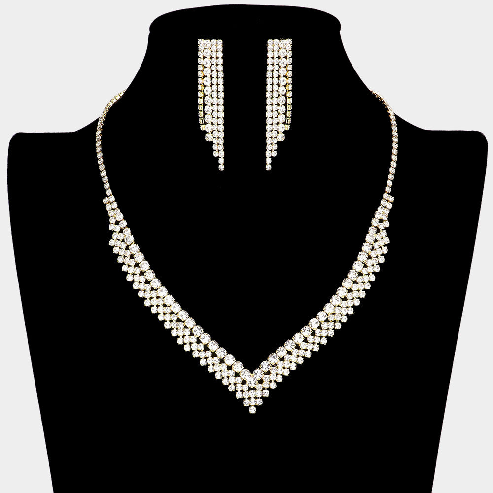 V Shaped Rhinestone Necklace