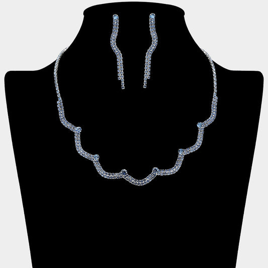 Curved Rhinestone Paved Necklace