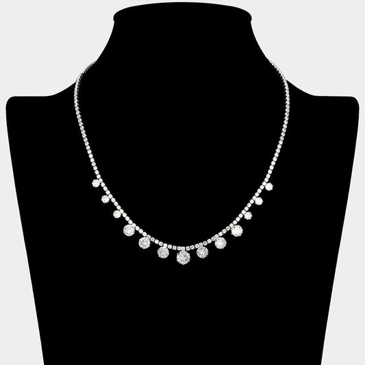 Round CZ Stone Dangle Necklace
