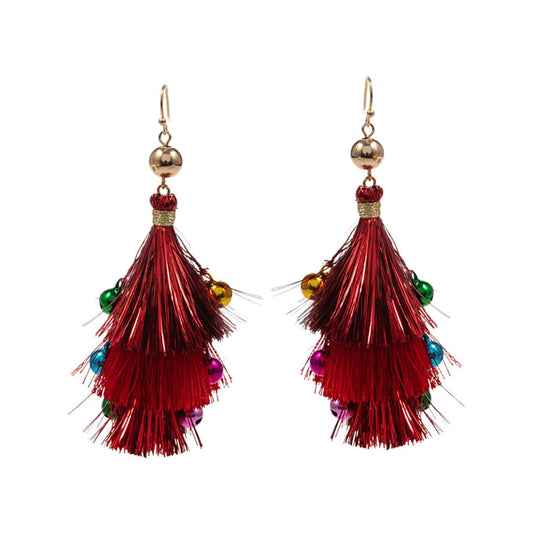 Christmas Triple Tassel Layered Dangle Earrings