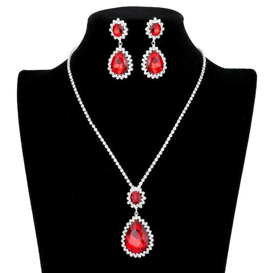 Teardrop Accented Rhinestone Necklace