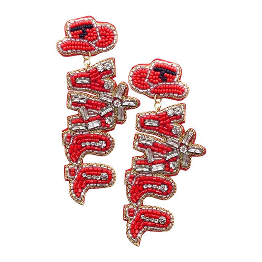 Yall Felt Back Beaded Message Dangle Earrings