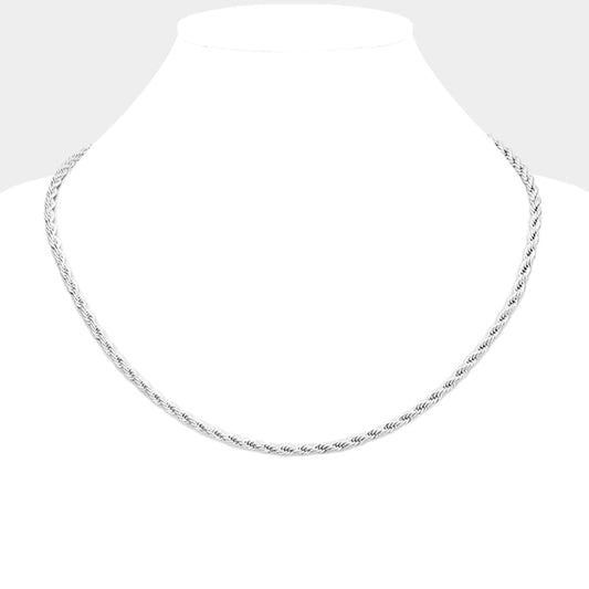 18 INCH, 4mm Stainless Steel Rope Chain Necklace