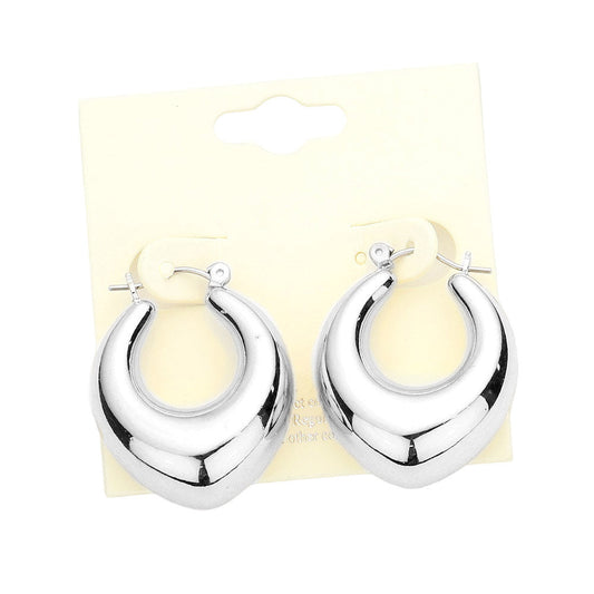 Bold Metal Abstract Hoop Pin Catch Earrings
