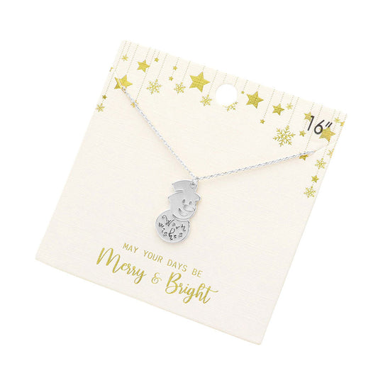 Christmas Metal Snowman Pendant Necklace