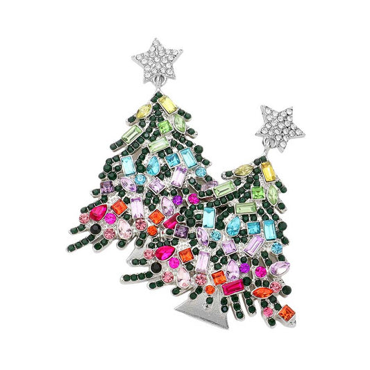 Star Christmas Tree Link Dangle Earrings