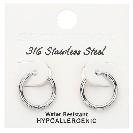 SECRET BOX Stainless Steel Huggie Hoop Earrings