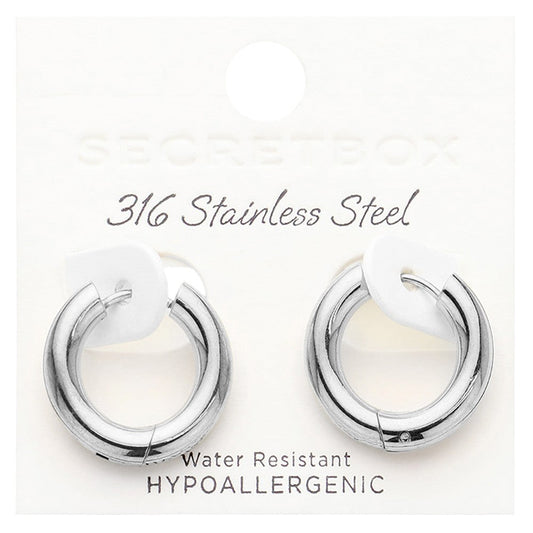 SECRET BOX_Stainless Steel Round Classic Hoop Earrings