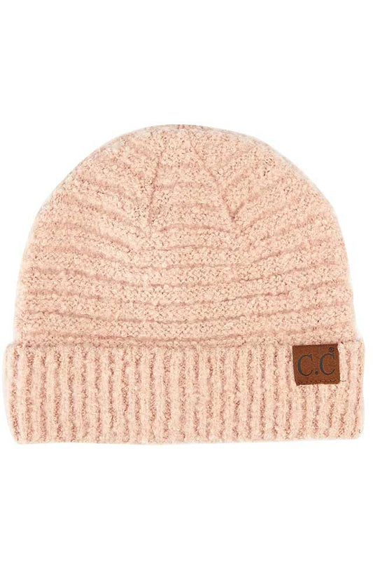 C.C Solid Boucle Yarn Beanie Hat with Cuff
