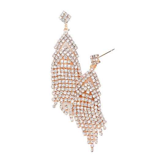 Crystal Rhinestone Drop Evening Earrings