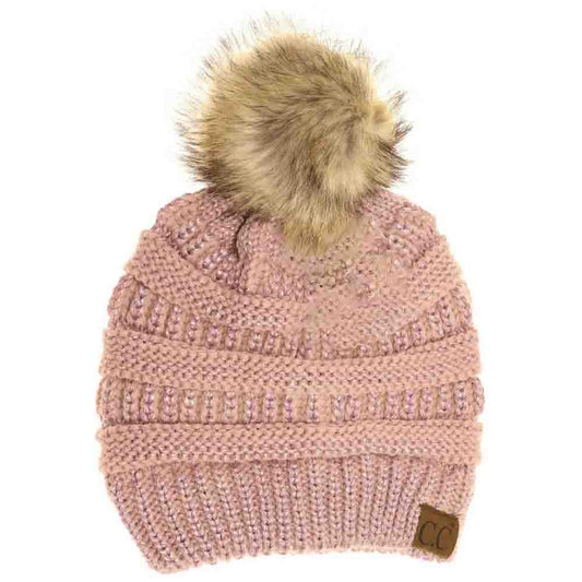 Metallic Fur Pom C.C Beanie