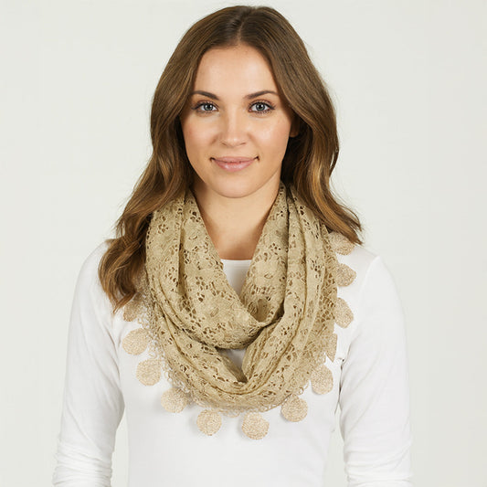 Elegant Flower Crochet Lace Accent Scarf