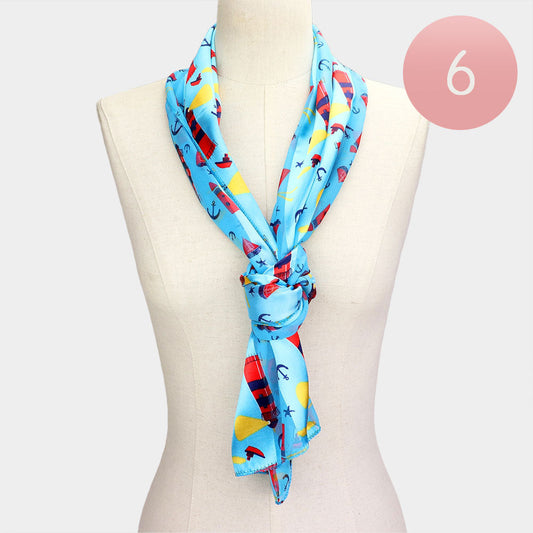6PCS - Lighthouse Anchor Pattern Printed Scarf