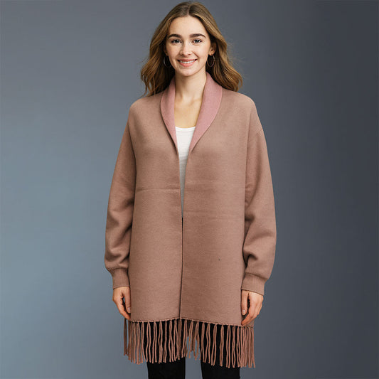Fringe Trim Shawl Poncho