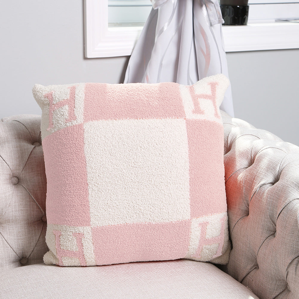 H Initial Monogram Patterned Cushion Cover / Pillow Case