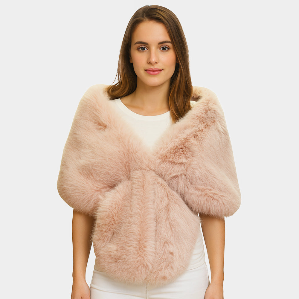 Faux Fur Shawl Wrap Poncho