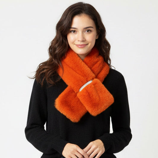 Faux Fur Bling Pull Through Scarf