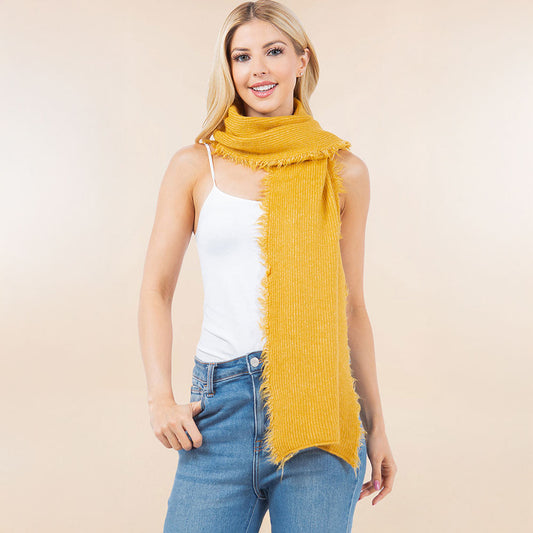 Cozy Soft Brushed Raw Edge Trim Scarf / Poncho