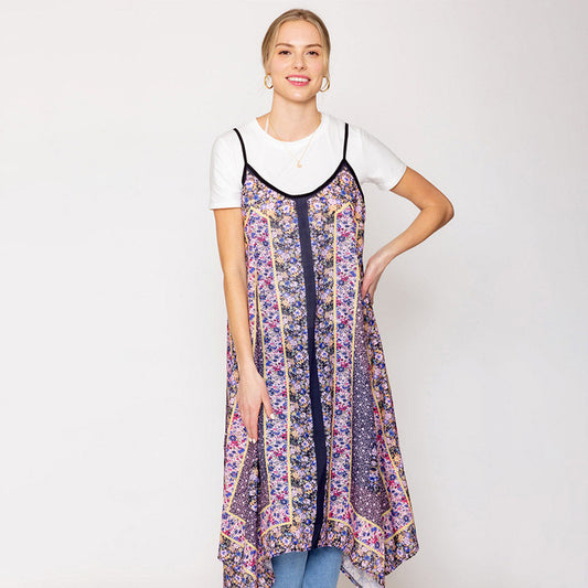 Abstract Print Sleeveless Maxi Dress
