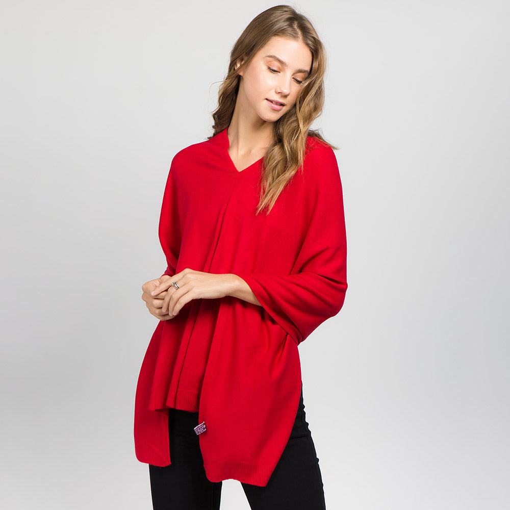 Solid Versatile Asymmetrical Poncho Wrap / Scarf