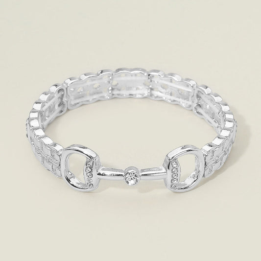 Stone Pave Horsebit Accent Stretch Bracelet