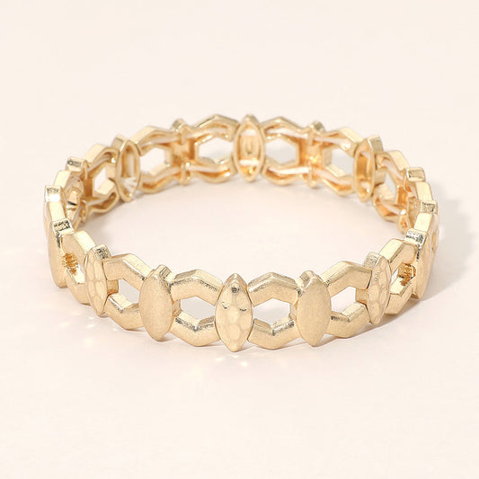 Metal Geometric Link Beaded Stretch Bracelet