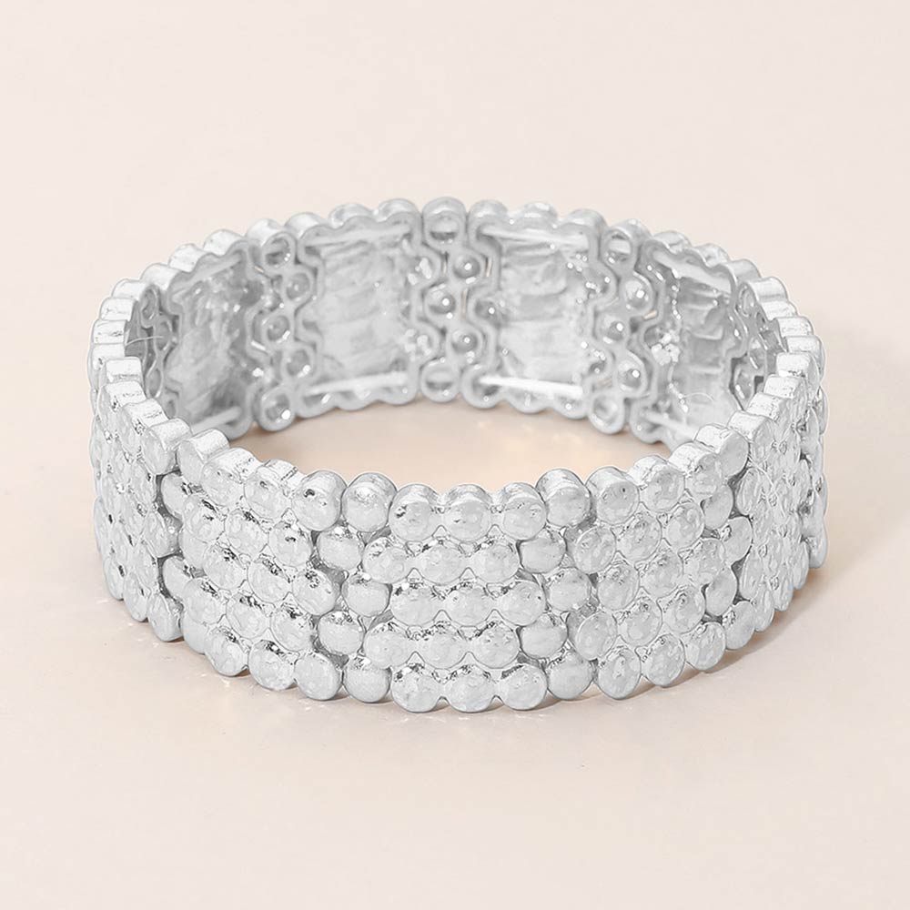 Bold Textured Metal Stretch Bracelet