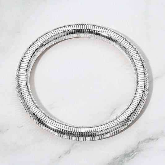 Wide Coil Bangle Bracelet