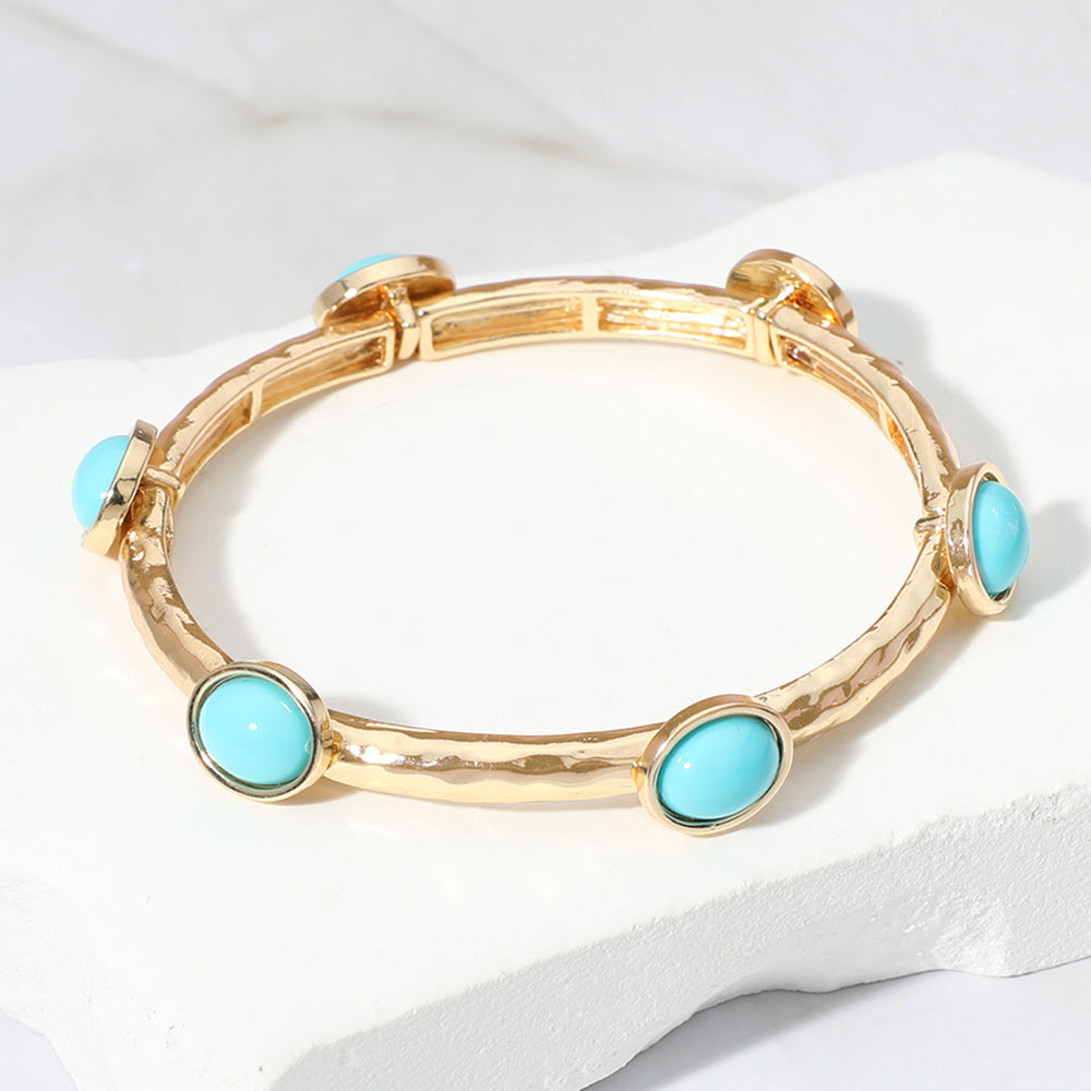 Oval Stone Cluster Pointed Stretch Bracelet