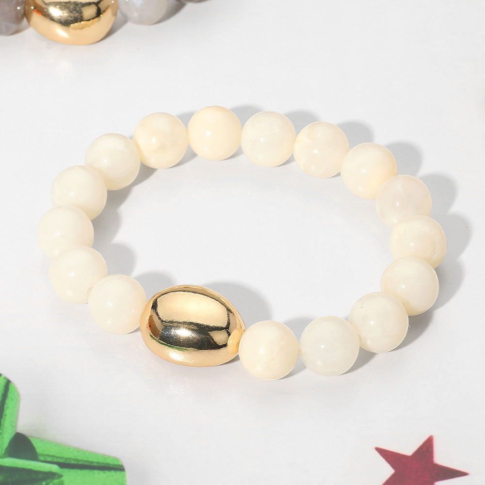 Marbled Resin Ball Beaded Stretch Bracelet