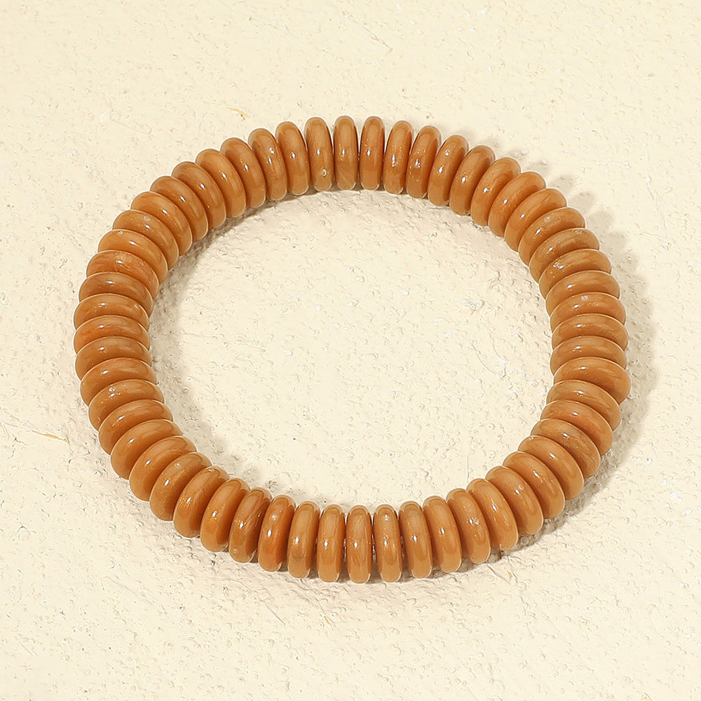 Marbled Flat Disc Beaded Stretch Bracelet