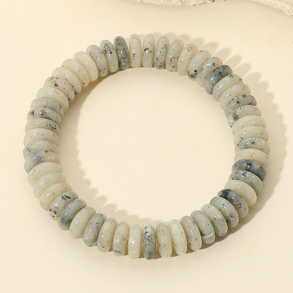 Marbled Flat Disc Beaded Stretch Bracelet