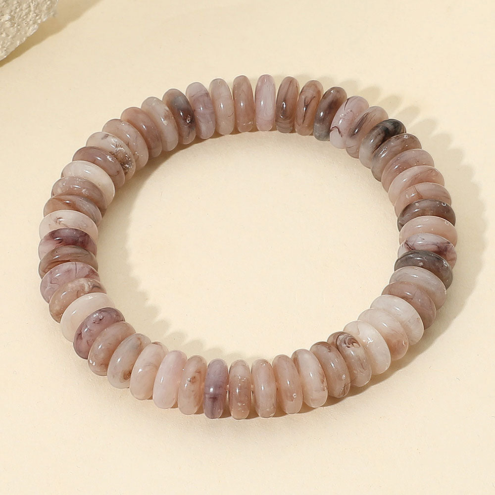 Marbled Flat Disc Beaded Stretch Bracelet