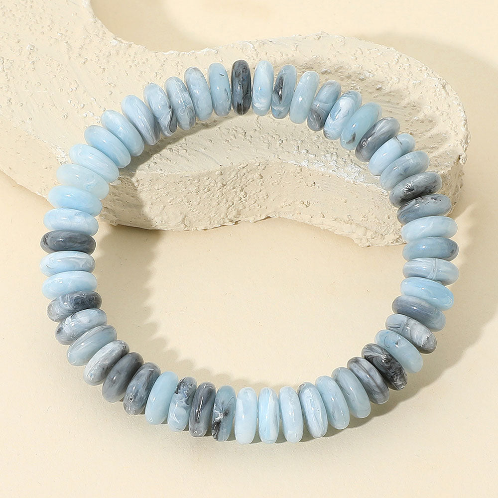 Marbled Flat Disc Beaded Stretch Bracelet